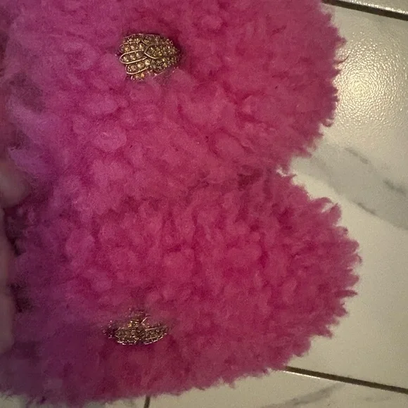 Kurt Geiger Pink Fuzzy with  Gold Accents - Picture 2 of 8